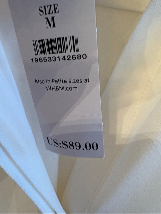 NWT White House Black Market Long Sleeve V Neck Shirt Cream M - Picture 3 of 8